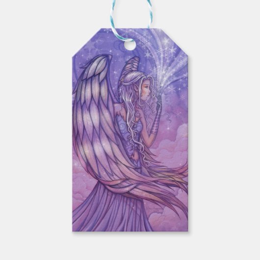 Étiquettes de cadeau de fantasy d'ange d'aube (Devant)