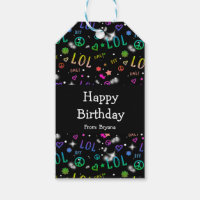 Étiquettes de cadeau de fête d'anniversaire arc-en