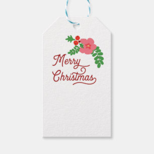 Étiquettes de cadeau de Flora de Joyeux Noël