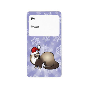 Étiquettes de cadeau de furet de Noël