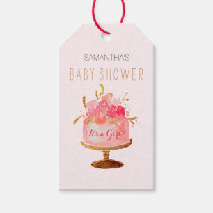 Étiquettes de cadeau de gâteau floral rose C'est u
