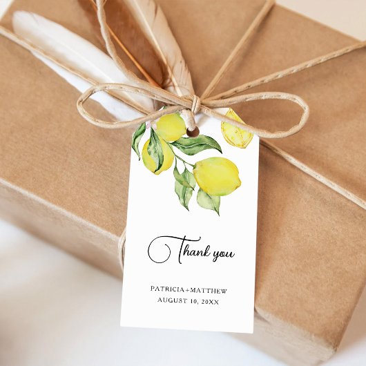 Étiquettes de cadeau de mariage citron d'été
