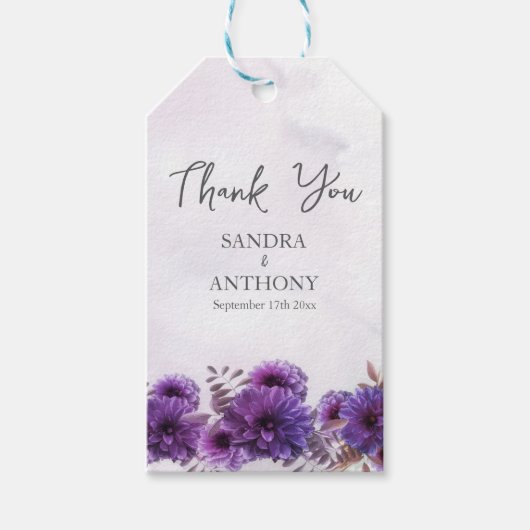 Étiquettes de cadeau de mariage Fleur d'chrysanthè (Devant)