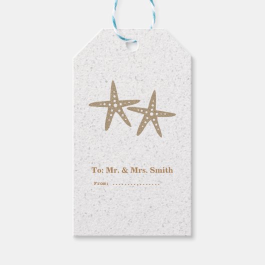 Étiquettes de cadeau de mariage pour douche de mar (Devant)