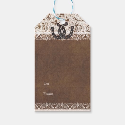 Étiquettes de cadeau de mariage rustiques avec fer (Devant)