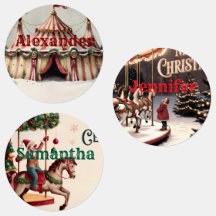 Étiquettes de cadeau de Noël Cirque Vintage