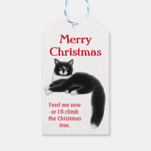 Étiquettes de cadeau de Noël de chats de smoking