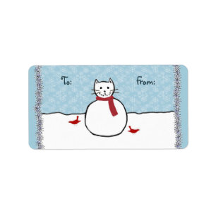 Étiquettes de cadeau de Noël de Kitty de bonhomm