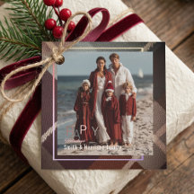 Étiquettes de cadeau de Noël de vacances de photo
