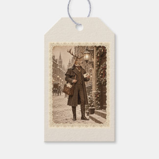 Étiquettes de cadeau de Noël Deer Postman victorie
