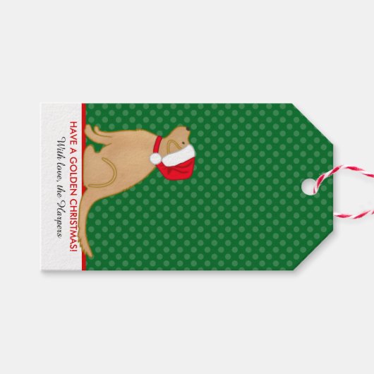 Étiquettes de cadeau de Noël doré vert (Devant (Horizontal))