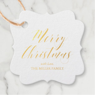 Étiquettes de cadeau de Noël en feuille d'or