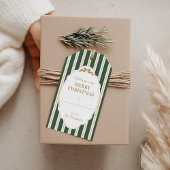 Étiquettes de cadeau de Noël rayées vertes