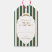 Étiquettes de cadeau de Noël rayées vertes (Devant)