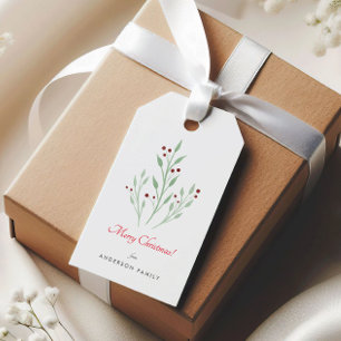 Étiquettes de cadeau de Noël simple cerise Fêtes