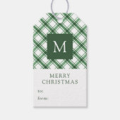 Étiquettes de Cadeau de Noël Vertes Monogrammées (Devant)