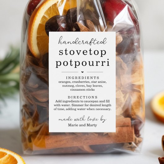Étiquettes de Cadeau de Pot-pourri Faits Maison su