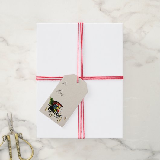 Étiquettes de cadeau de salutations de Noël (Avec de la ficelle)
