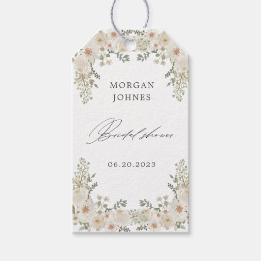 étiquettes de cadeau de shower de mariage fleuri i (Devant)