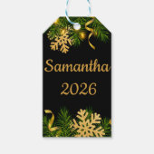 Étiquettes de cadeau élégantes noir et or pour le  (Devant)
