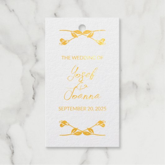 Étiquettes de cadeau en feuille de mariage (Recto)