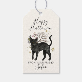Étiquettes de cadeau Halloween Chat Noir