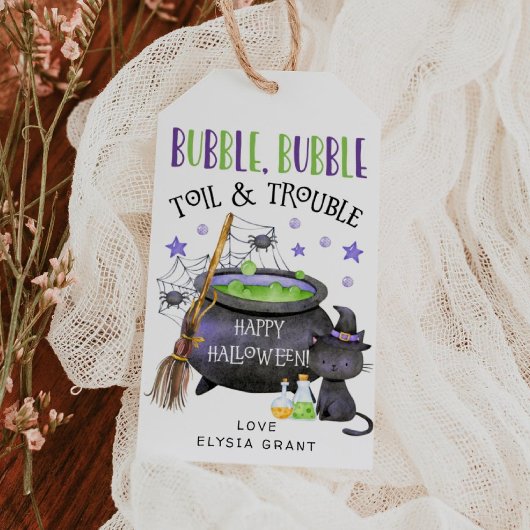 Étiquettes de cadeau Halloween Chaudron