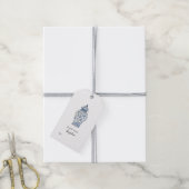 Étiquettes de cadeau pot de gingembre bleu et blan (Avec de la ficelle)