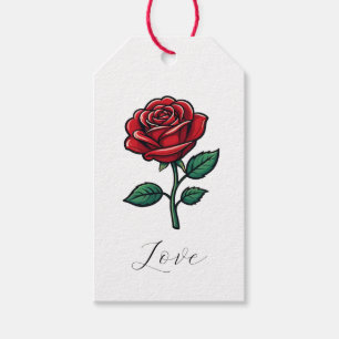 Étiquettes de Cadeau Rose d'Amour Élégant