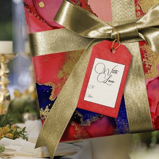 Étiquettes de Cadeau Traditionnelles Rouges Avec A
