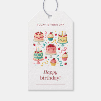 Étiquettes de cadeaux d'anniversaire Gâteau et Bou