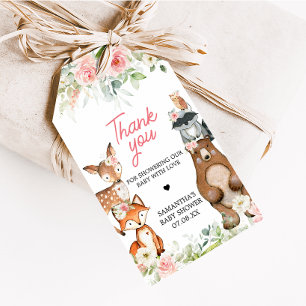 Étiquettes de cadeaux de baby shower Floral Woodla