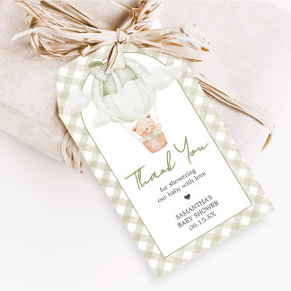 Étiquettes de cadeaux de Baby Shower Green Bear Be