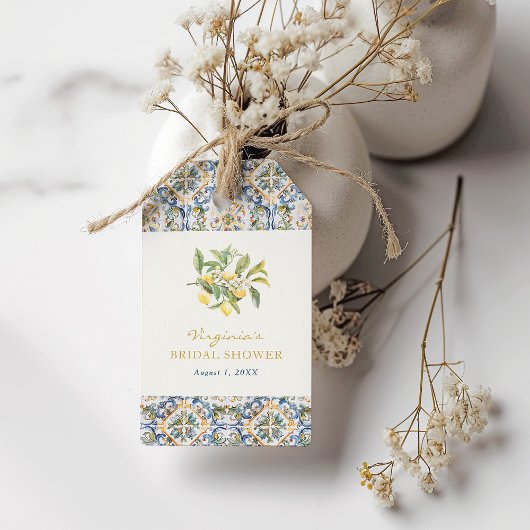 Étiquettes de cadeaux de bains de mariage au citro