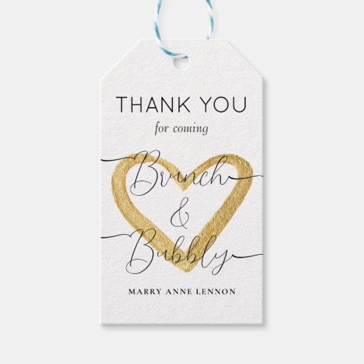 Étiquettes de cadeaux de Brunch de Script et de Bu (Devant)
