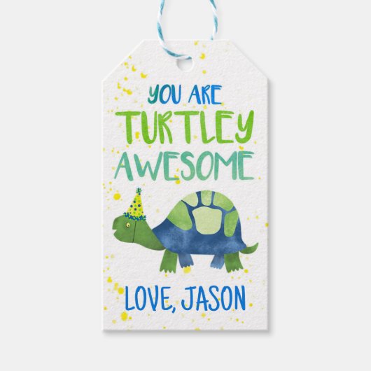 Étiquettes de cadeaux de la Saint-Valentin Tortue  (Devant)