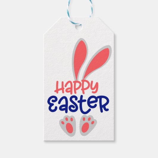 Étiquettes de cadeaux de lapin de Pâques (Devant)