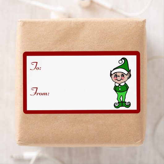 Étiquettes de cadeaux de lutin de Noël (En situation)