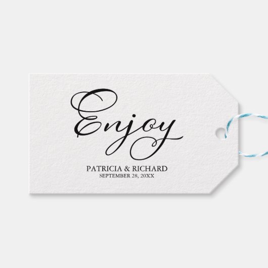 Étiquettes de cadeaux de mariage avec un script si (Devant (Horizontal))