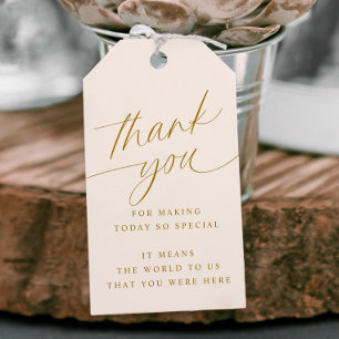 Étiquettes de cadeaux de mariage en or et crème So