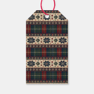 Étiquettes de cadeaux de Noël à carreaux et flocon