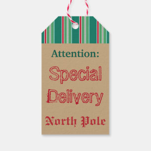 Étiquettes de cadeaux de Noël au pôle Nord rayées