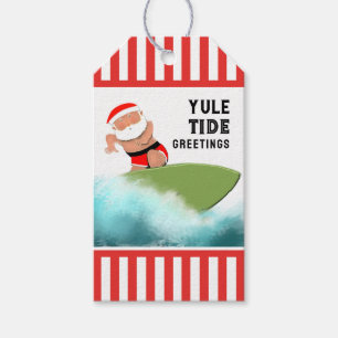 Étiquettes de cadeaux de Noël Surfing