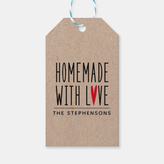 Étiquettes de Cadeaux Fabriqués avec Amour (Devant)