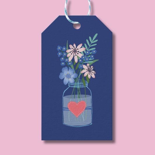 Étiquettes de cadeaux floraux pour pot Mason