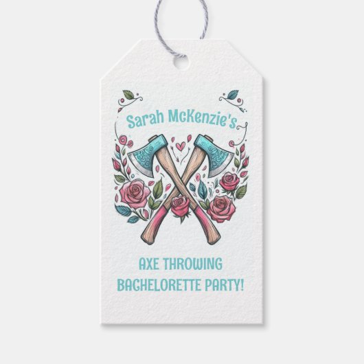 Étiquettes de cadeaux 'Haches & Roses' pour fête d (Devant)