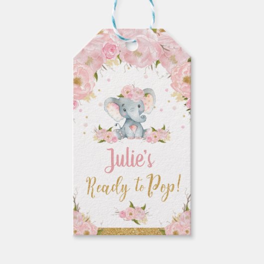Étiquettes de Cadeaux pour Fête de Bébé Éléphant à (Devant)