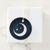 Étiquettes de cadeaux rondes Lune et étoiles (En situation)