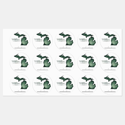 Étiquettes de canne "Mitten-Made" du Michigan pers (Feuille)