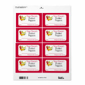 Étiquettes de canne personnalisés rouge poivrons c (Feuille entière)